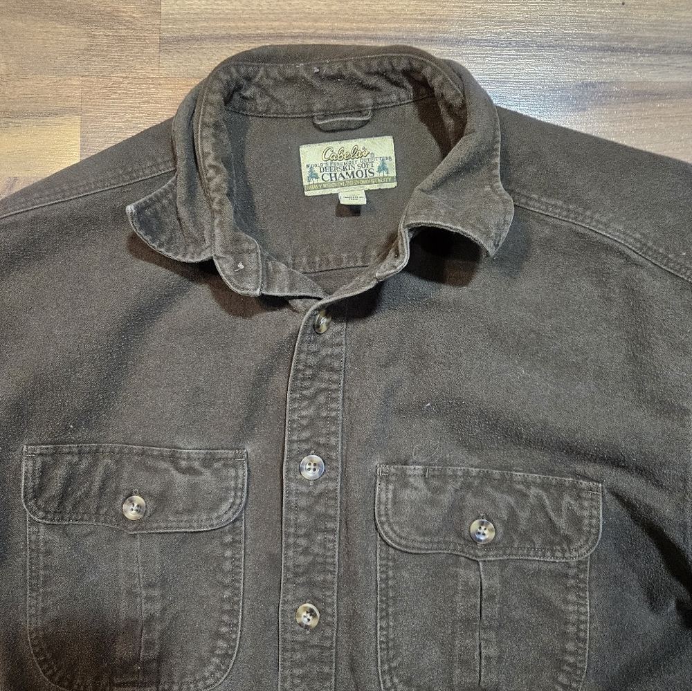 Cabela’s Deerskin Soft Chamois Shirt Men’s L Brown - Picture 2 of 6